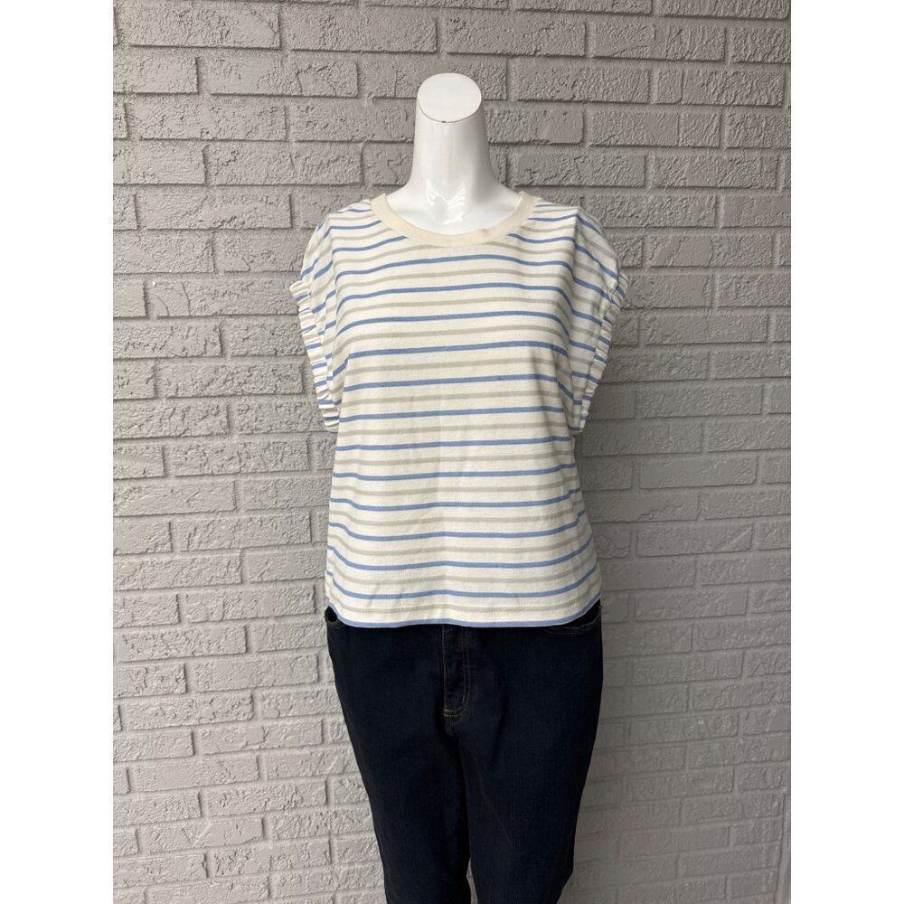 Sisstrevolution Women Stripped Dropped Shoulder Top Size S